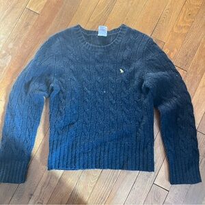 Abercrombie vintage navy cable sweater, medium